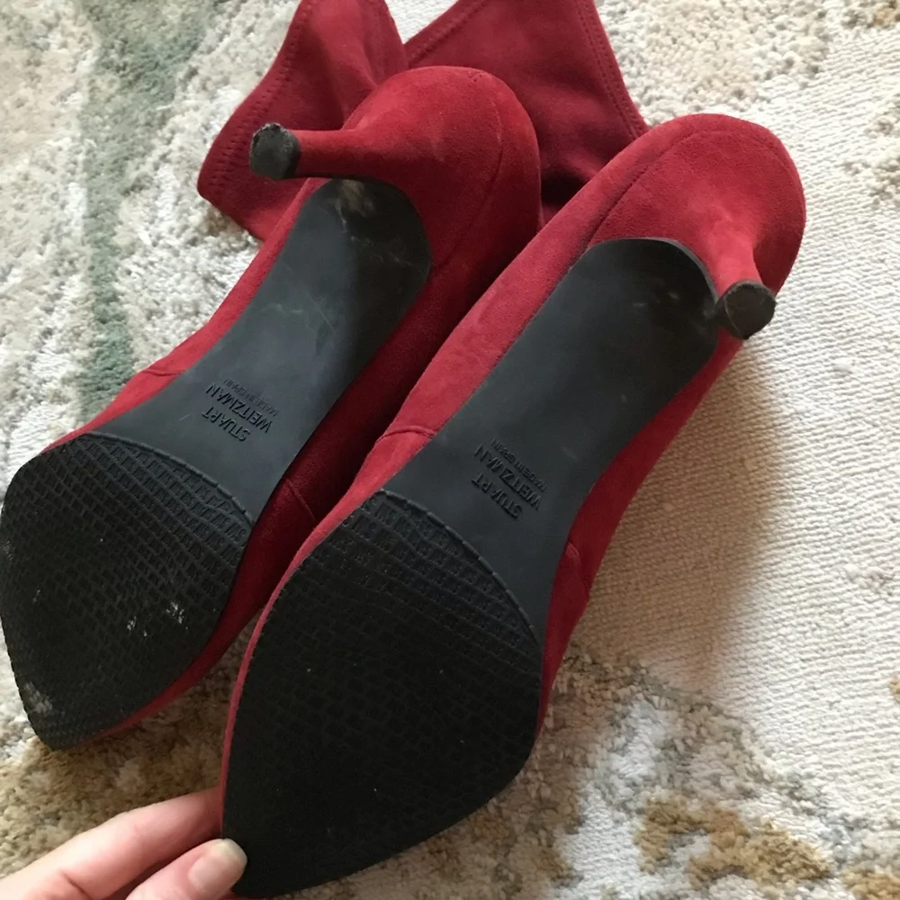 Stuart Weitzman Red Suede Booties - Picture 4 of 4